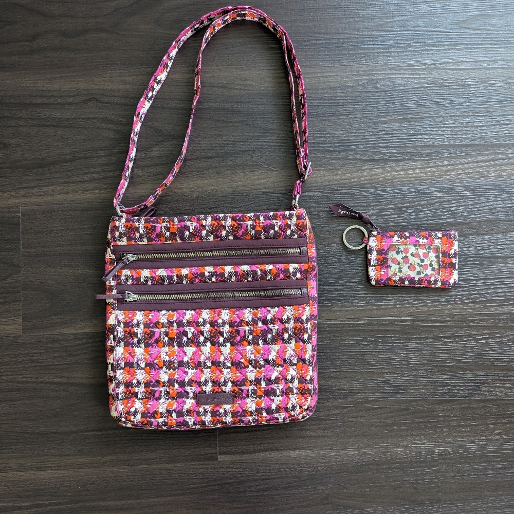 Vera Bradley Houndstooth Tweed Bundle Triple Zip Hipster Crossbody & Coin Purse